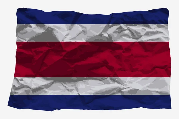 Costa Rica Flagge Auf Zerknülltem Papiervektor Kopierraum Country Logo Konzept — Stockvektor