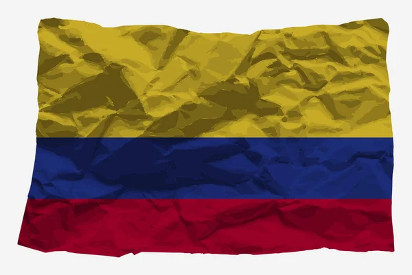 Kolumbien Flagge Auf Zerknülltem Papier Vektor Kopierraum Länderlogokonzept Kolumbien Flagge — Stockvektor