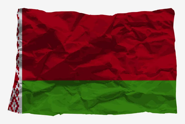 Флаг Беларуси Смятом Бумажном Векторе Копировальное Пространство Концепция Логотипа Страны — стоковый вектор