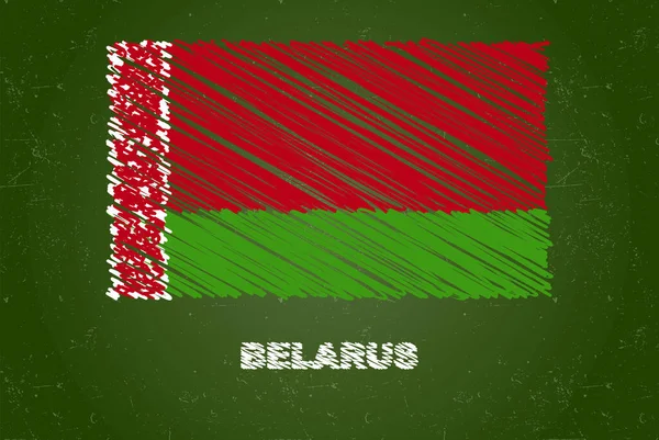 Belarus Flag Chalk Effect Green Chalkboard Hand Drawing Country Flag — Stock Vector