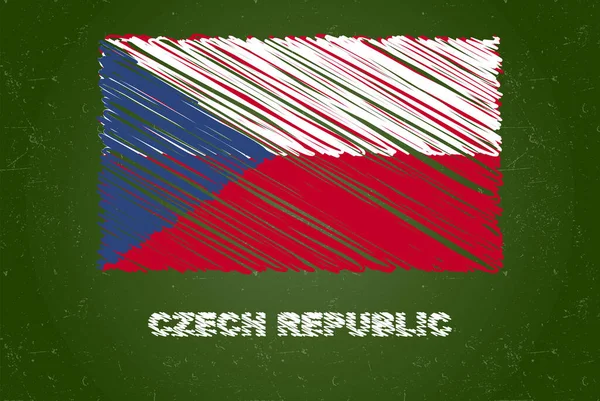 Flaga Republiki Czeskiej Efektem Kredy Zieloną Tablicę Koncepcja Flagi Kraju — Wektor stockowy