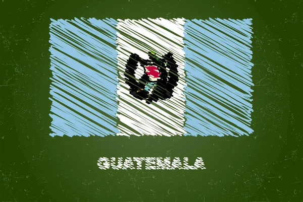 Guatemala Vlajka Křídou Efekt Zelené Tabuli Ručně Kreslení Země Vlajky — Stockový vektor