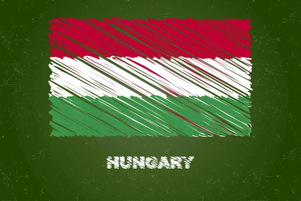 Hungary Flag Chalk Effect Green Chalkboard Hand Drawing Country Flag — Stock Vector