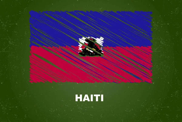 Haiti Flagga Med Krita Effekt Grön Tavla Hand Rita Land — Stock vektor