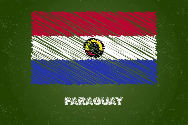 Paraguay Zászló Krétahatással Zöld Táblán Kézrajz Ország Zászló Koncepció Zöld — Stock Vector