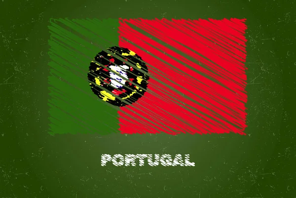 Portugal Flagge Mit Kreideeffekt Auf Grüner Kreidetafel Handzeichnung Länderflaggenkonzept Grüne — Stockvektor