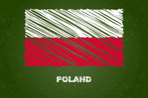 Flaga Polski Efektem Kredy Zieloną Tablicę Koncepcja Flagi Kraju Zielona — Wektor stockowy
