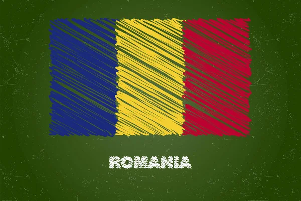 Drapeau Roumanie Avec Effet Craie Sur Tableau Vert Concept Drapeau — Image vectorielle