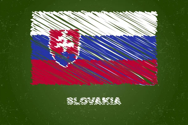 Флаг Словакии Эффектом Мела Зеленую Доску Концепция Флага Страны Ручной — стоковый вектор