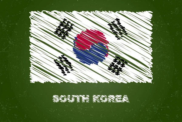 Bandera Corea Del Sur Con Efecto Tiza Pizarra Verde Dibujo — Archivo Imágenes Vectoriales