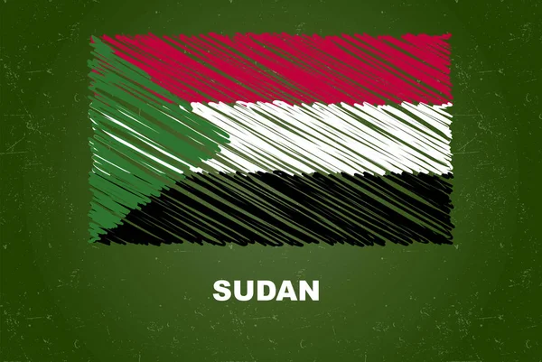 Bandeira Sudão Com Efeito Giz Quadro Verde Desenho Mão Conceito — Vetor de Stock