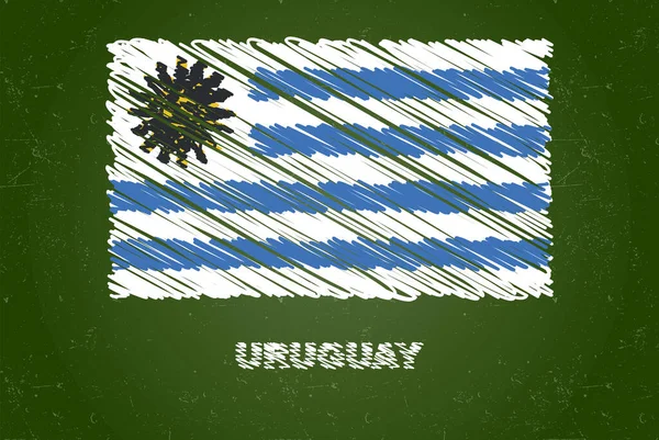 Bandera Uruguay Con Efecto Tiza Sobre Pizarra Verde Dibujo Mano — Archivo Imágenes Vectoriales