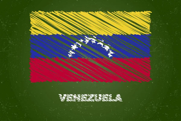 Venezuela Fahne Mit Kreideeffekt Auf Grüner Kreidetafel Handgezeichnetes Länderflaggenkonzept Grüne — Stockvektor