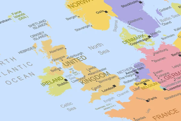 Vereinigtes Königreich Der Mitte Der Europakarte Nahaufnahme Vereinigtes Königreich Reiseidee — Stockvektor