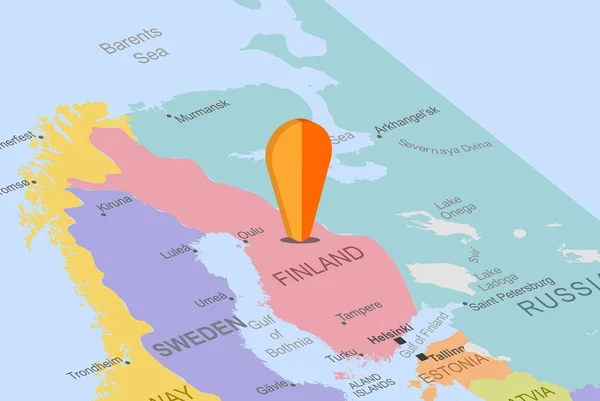 Finlande Avec Espace Réservé Orange Sur Carte Europe Gros Plan — Image vectorielle