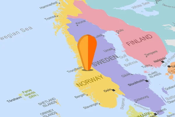 Norvège Avec Espace Réservé Orange Sur Carte Europe Gros Plan — Image vectorielle