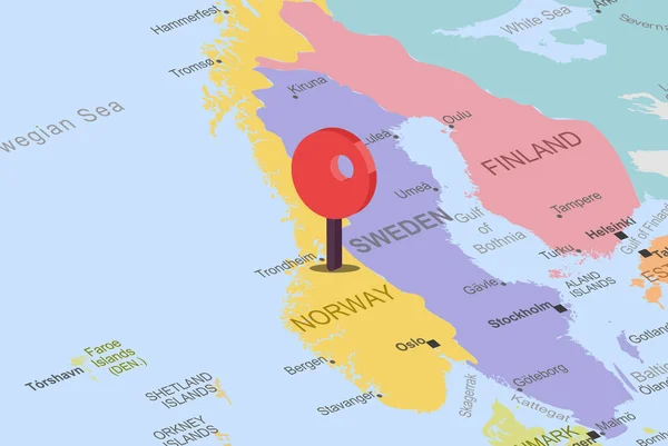 Norvège Avec Espace Réservé Emplacement Rouge Sur Carte Europe Gros — Image vectorielle