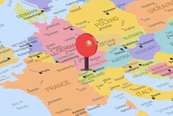Suizlad Con Marcador Posición Ubicación Roja Mapa Europa Primer Plano — Vector de stock