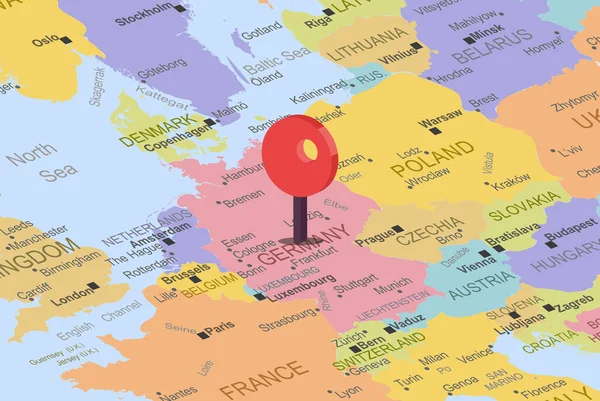 Alemanha Com Espaço Reservado Localização Vermelha Mapa Europa Close Alemanha — Vetor de Stock