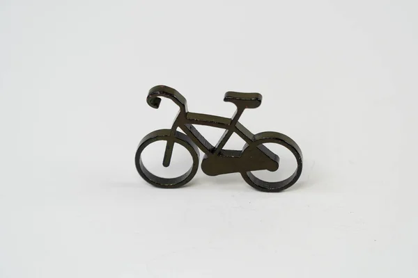 Ποδήλατο Παιχνίδι Αντικείμενο Απομονώνονται Λευκό Φόντο Μαύρο Ποδήλατο Μινιατούρα Εικονίδιο — Φωτογραφία Αρχείου
