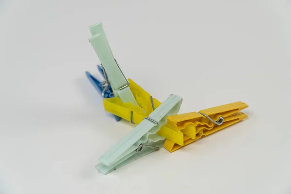 Roupas Peg Usando Para Lego Brinquedo Isolado Fundo Branco Incomum — Fotografia de Stock
