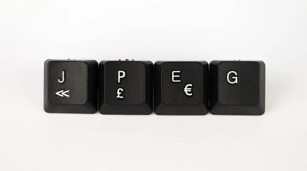 Texte Jpeg Créé Avec Des Touches Clavier Isolé Sur Fond — Photo