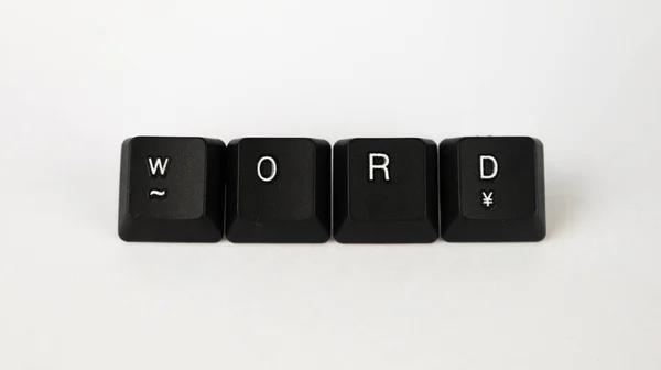 Texte Word Créé Avec Des Touches Clavier Isolé Sur Fond — Photo