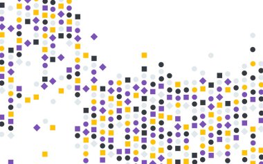 Renkli daireler ve çokgenler soyut arkaplan, geometrik çember arkaplan kopyalama alanı, sarı gri mor renkli geometrik arkaplan