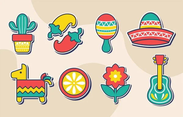 Cinco de Mayo Icons Design Vector Flockedesign