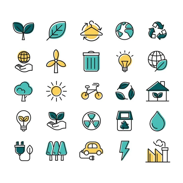 environmental icons business green simple line set
