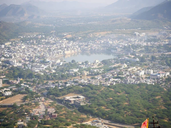 Pushkar City Τοπίο Αεροφωτογραφία Από Βουνό — Φωτογραφία Αρχείου