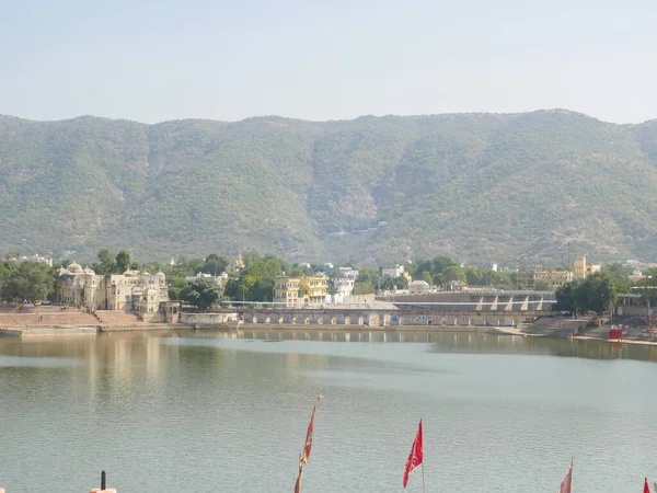 Pushkar Lac Pushkar Jhil Lieu Pèlerinage Hindou Paysage Vue Aérienne — Photo