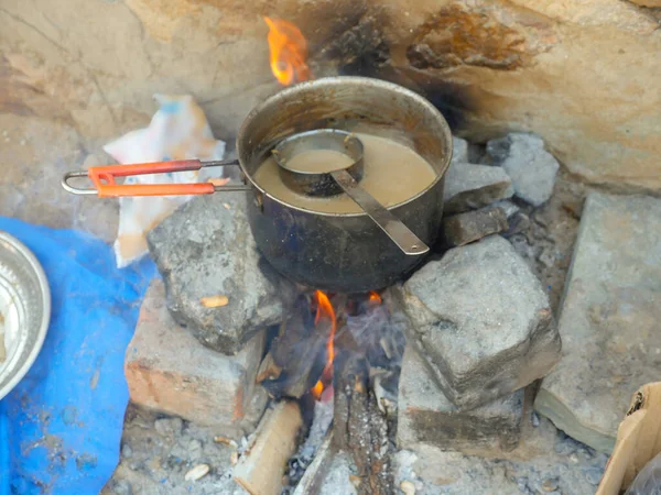 Estufa Cocina Tradicional Estufa Cocina Tradicional India Tierra Estufa Campo — Foto de Stock