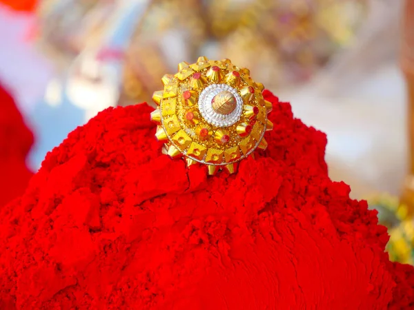 Czerwony Proszek Sindoor Indyjskie Tradycyjne Pudełko Vermilion — Zdjęcie stockowe