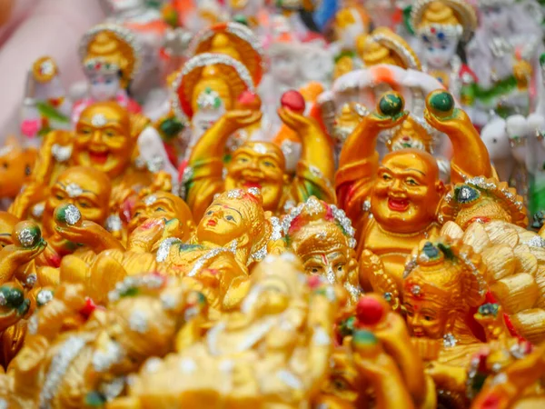 Gouden Kleur Lachende Boeddha Kleine Standbeelden Klaar Worden Verkocht Markt — Stockfoto