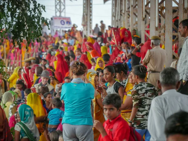Pushkar Rajastão Índia Novembro 2019 Multidão Reunida Estádio Maior Feira — Fotografia de Stock