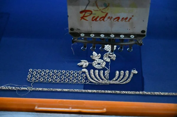 Surat Gujarat India January 2020 Embroidery Machine Surat Textile Garments — Fotografia de Stock