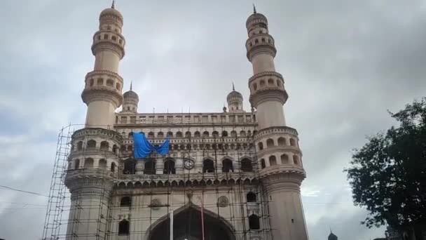 Hyderabad Telangana India November 2021 Charminar Kota Hyderabad Monumen Dan — Stok Video