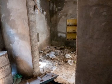 Abandoned old house inside view in Indian city. Under constrction old home in india.