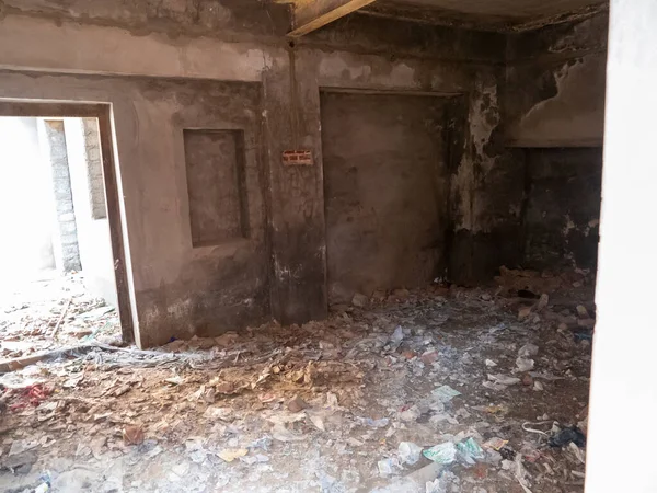 Abandoned old house inside view in Indian city. Under constrction old home in india.