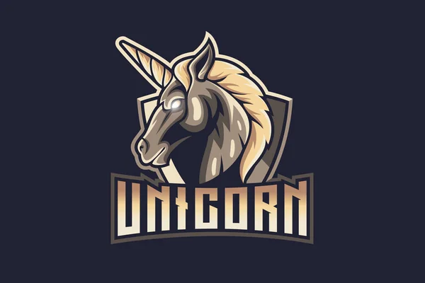 Diseño Del Logotipo Mascota Del Unicornio Buen Uso Para Insignia — Vector de stock