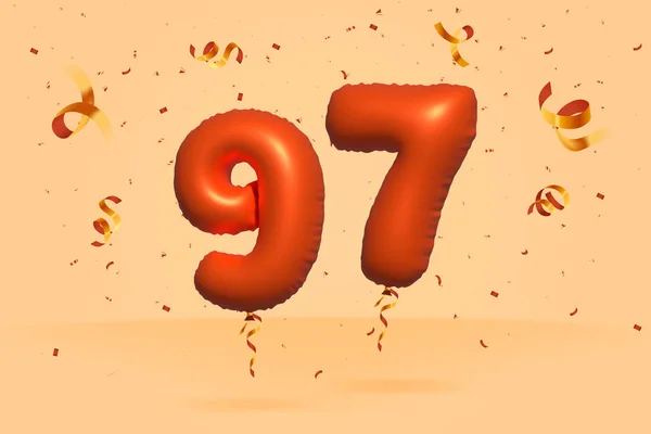 Номер Скидка Рекламу Реалистичных Конфетти Foil Orange Гелиевый Воздушный Шар — стоковый вектор