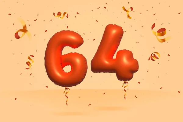 Číslo Prodej Sleva Propagace Realistických Konfety Fólie Orange Helium Balón — Stockový vektor