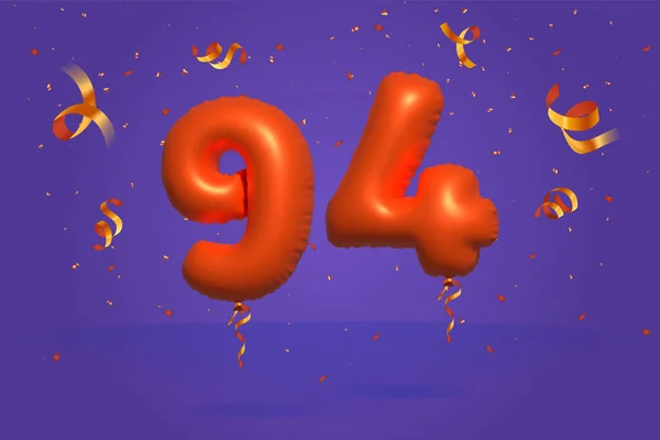 Číslo Prodej Sleva Propagace Realistických Konfety Fólie Orange Helium Balón — Stockový vektor