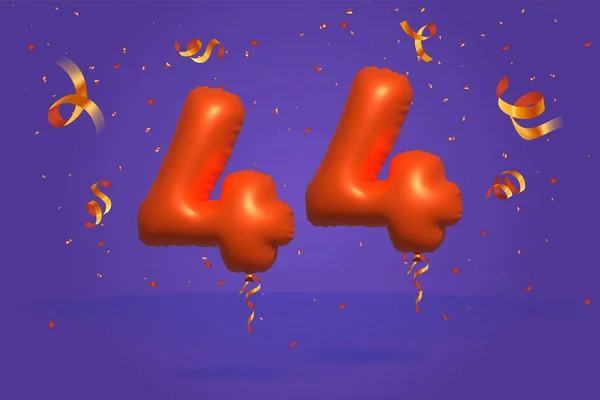 Číslo Prodej Sleva Propagace Realistických Konfety Foil Orange Helium Balón — Stockový vektor