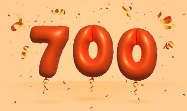 3D no: 700 indirimli indirim promosyonu gerçekçi konfeti Foil 3d Orange helyum balon vektöründen yapıldı. Poster, afiş reklamları, alışveriş çantası, hediye kutusu, doğum günü, yıldönümü