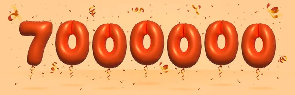 Numero 7000000 Vendita Promozione Sconto Fatta Realistici Coriandoli Foil Arancione — Vettoriale Stock