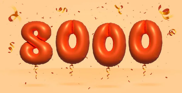 Number 8000 Sale Discosion Promotion Made Real Confetti Foil Orange — 스톡 벡터