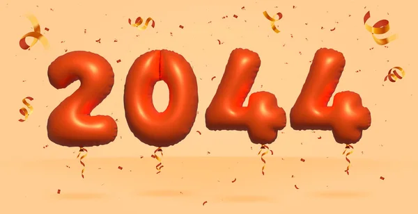3D号2044销售折扣促销由现实的Confetti Foil Orange氦气球矢量制成 售卖海报 横幅广告 购物袋 礼品盒 周年纪念日的图例 — 图库矢量图片