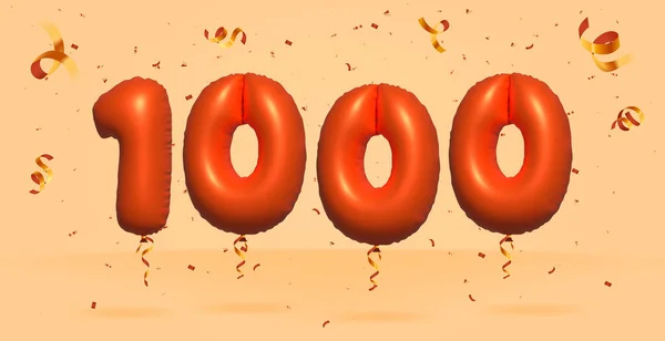 Szám 1000 Eladó Akciós Promóció Készült Reális Konfetti Foil Orange — Stock Vector